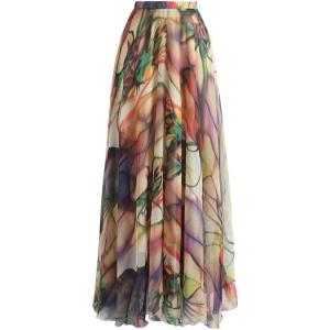 imageCHICWISH Womens Floral Watercolor Flower Maxi Floral Chiffon Slip SkirtRichly Tinting