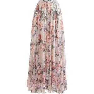 imageCHICWISH Womens Floral Watercolor Flower Maxi Floral Chiffon Slip SkirtSplendid Peony