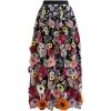 imageCHICWISH Women 3D Floral Applique Embroidery Maxi Skirt Elastic High Waist ALine Garden Party Mesh Tulle SkirtBlack