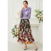 imageCHICWISH Women 3D Floral Applique Embroidery Maxi Skirt Elastic High Waist ALine Garden Party Mesh Tulle SkirtBlack