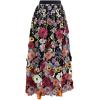 imageCHICWISH Women 3D Floral Applique Embroidery Maxi Skirt Elastic High Waist ALine Garden Party Mesh Tulle SkirtBlack