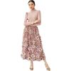 imageCHICWISH Women 3D Floral Applique Embroidery Maxi Skirt Elastic High Waist ALine Garden Party Mesh Tulle SkirtDusty Pink