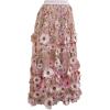 imageCHICWISH Women 3D Floral Applique Embroidery Maxi Skirt Elastic High Waist ALine Garden Party Mesh Tulle SkirtDusty Pink