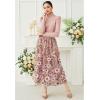 imageCHICWISH Women 3D Floral Applique Embroidery Maxi Skirt Elastic High Waist ALine Garden Party Mesh Tulle SkirtDusty Pink