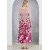 imageCHICWISH Women 3D Floral Applique Embroidery Maxi Skirt Elastic High Waist ALine Garden Party Mesh Tulle SkirtMagenta