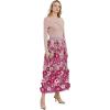 imageCHICWISH Women 3D Floral Applique Embroidery Maxi Skirt Elastic High Waist ALine Garden Party Mesh Tulle SkirtMagenta