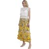 imageCHICWISH Women 3D Floral Applique Embroidery Maxi Skirt Elastic High Waist ALine Garden Party Mesh Tulle SkirtYellow