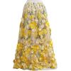 imageCHICWISH Women 3D Floral Applique Embroidery Maxi Skirt Elastic High Waist ALine Garden Party Mesh Tulle SkirtYellow