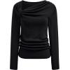 imageCHICWISH Women Casual Long Sleeve Pullover Top Side Knot Ruched Blouse Slim Fitted Basic Solid Knit Tops Fall TrendyBlack