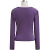 imageCHICWISH Women Casual Long Sleeve Pullover Top Side Knot Ruched Blouse Slim Fitted Basic Solid Knit Tops Fall TrendyPurple