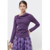 imageCHICWISH Women Casual Long Sleeve Pullover Top Side Knot Ruched Blouse Slim Fitted Basic Solid Knit Tops Fall TrendyPurple