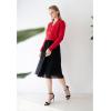 imageCHICWISH Women Crop Cardigan Sweaters Bowknot Brooch Button Knit Cardigans Open Front Long Sleeves Sweater TopsRed