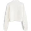 imageCHICWISH Women Crop Cardigan Sweaters Bowknot Brooch Button Knit Cardigans Open Front Long Sleeves Sweater TopsWhite