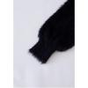 imageCHICWISH Women Crop Fuzzy Cardigan Bowknot Brooch Button Knit Cardigans Open Front Long Sleeves Sweater TopsBlack Fuzzy