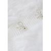imageCHICWISH Women Crop Fuzzy Cardigan Bowknot Brooch Button Knit Cardigans Open Front Long Sleeves Sweater TopsWhite Fuzzy
