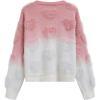 imageCHICWISH Women Cute Ombre Fuzzy Heart Button Down Cardigan V Neck Long Sleeve Soft Valentines Knit Sweater Coat Pink