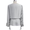 imageCHICWISH Women Long Sleeve Satin Silk Top Crisscross Waist Boat Neck Elegant Dressy Party Blouse Tunic TopsGrey