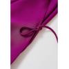 imageCHICWISH Women Long Sleeve Satin Silk Top Crisscross Waist Boat Neck Elegant Dressy Party Blouse Tunic TopsMagenta