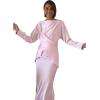 imageCHICWISH Women Long Sleeve Satin Silk Top Crisscross Waist Boat Neck Elegant Dressy Party Blouse Tunic TopsPink