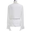 imageCHICWISH Women Long Sleeve Satin Silk Top Crisscross Waist Boat Neck Elegant Dressy Party Blouse Tunic TopsWhite