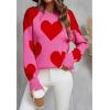 imageCHICWISH Women Love Hearts Knit Pullover Sweaters Long Sleeve Fall Casual Cute Valentine Holiday Party Casual Knit TopHot Pink