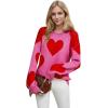 imageCHICWISH Women Love Hearts Knit Pullover Sweaters Long Sleeve Fall Casual Cute Valentine Holiday Party Casual Knit TopHot Pink