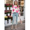 imageCHICWISH Women Love Hearts Knit Pullover Sweaters Long Sleeve Fall Casual Cute Valentine Holiday Party Casual Knit TopWhite