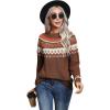 imageCHICWISH Women Pumpkin Print Long Sleeves Knit Sweater Crewneck Casual Pullover Tops Fall Halloween Party SweatershirtBrown