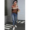 imageCHICWISH Women Pumpkin Print Long Sleeves Knit Sweater Crewneck Casual Pullover Tops Fall Halloween Party SweatershirtBrown