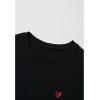 imageCHICWISH Women Summer Short Sleeve Top Heart Pattern Crewneck TShirts Loose Fit Casual Cotton Tunic Tops TeesBlack
