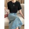 imageCHICWISH Women Summer Short Sleeve Top Heart Pattern Crewneck TShirts Loose Fit Casual Cotton Tunic Tops TeesBlack