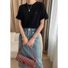 imageCHICWISH Women Summer Short Sleeve Top Heart Pattern Crewneck TShirts Loose Fit Casual Cotton Tunic Tops TeesBlack