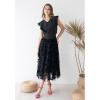 imageCHICWISH Womens 3D Posy DoubleLayered Mesh Midi SkirtBlack