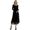 imageCHICWISH Womens 3D Posy DoubleLayered Mesh Midi SkirtBlack