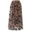 imageCHICWISH Womens 3D Posy DoubleLayered Mesh Midi SkirtCaramel3d Posy