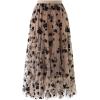 imageCHICWISH Womens 3D Posy DoubleLayered Mesh Midi SkirtCaramel3d Posy