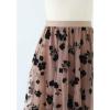 imageCHICWISH Womens 3D Posy DoubleLayered Mesh Midi SkirtCaramel3d Posy