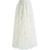 imageCHICWISH Womens 3D Posy DoubleLayered Mesh Midi SkirtCream3d Posy