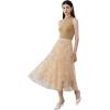 imageCHICWISH Womens 3D Posy DoubleLayered Mesh Midi SkirtLight Tan3d Posy