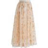 imageCHICWISH Womens 3D Posy DoubleLayered Mesh Midi SkirtLight Tan3d Posy