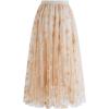 imageCHICWISH Womens 3D Posy DoubleLayered Mesh Midi SkirtLight Tan3d Posy