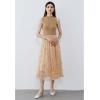 imageCHICWISH Womens 3D Posy DoubleLayered Mesh Midi SkirtLight Tan3d Posy