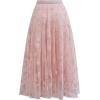 imageCHICWISH Womens 3D Posy DoubleLayered Mesh Midi SkirtPink