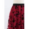 imageCHICWISH Womens 3D Posy DoubleLayered Mesh Midi SkirtRed3d Posy