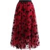 imageCHICWISH Womens 3D Posy DoubleLayered Mesh Midi SkirtRed3d Posy