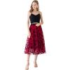 imageCHICWISH Womens 3D Posy DoubleLayered Mesh Midi SkirtRed3d Posy