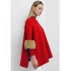 imageCHICWISH Womens Mock Neck Oversized Sweaters Faux Fur Sleeve Loose Casual Cape Knit Sweaters Poncho Pullover TopsRed