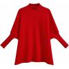 imageCHICWISH Womens Mock Neck Oversized Sweaters Faux Fur Sleeve Loose Casual Cape Knit Sweaters Poncho Pullover TopsRed