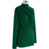 imageCHICWISH Womens Mock Neck Ruched Long Sleeves Knit TopMock Neckdark Green