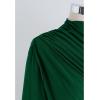 imageCHICWISH Womens Mock Neck Ruched Long Sleeves Knit TopMock Neckdark Green